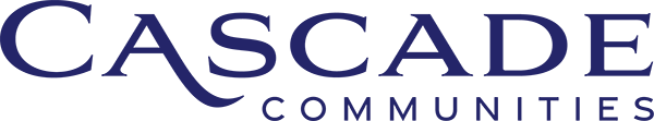 Logo for Cascade Communities featuring the word “Cascade” in serif font with a flowing “S” and “Communities” beneath in uppercase sans-serif text.